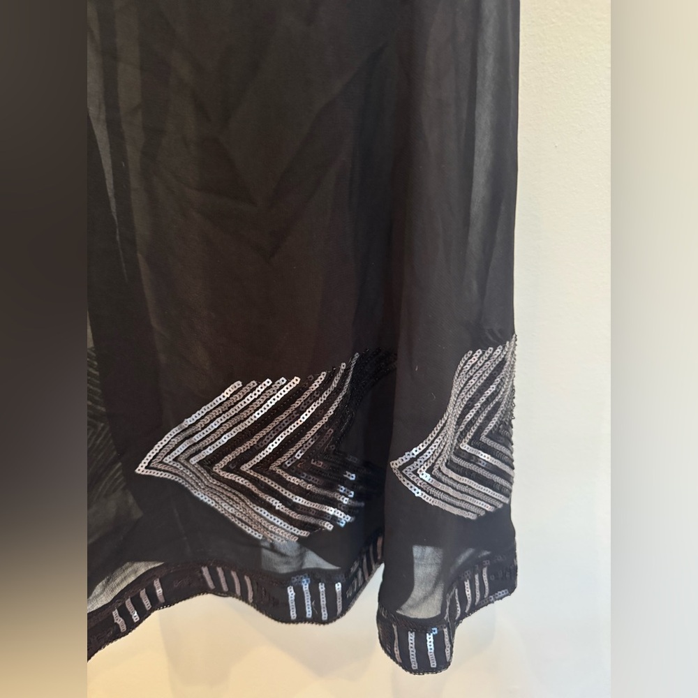 Black Sheer Skirt with Silver Sequin Detail